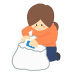 clip art of woman tidying up after throwing out the trash-illpop.com