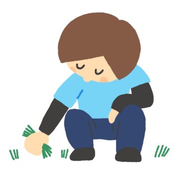 草むしりをしている人のイラスト