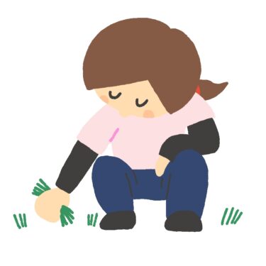 草むしりをしている人のイラスト