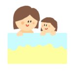 子どもとお風呂に入っている人の無料イラスト