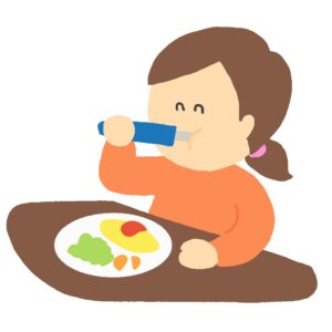 ご飯を食べている子どもの無料イラスト