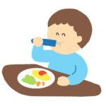 ご飯を食べている子どもの無料イラスト