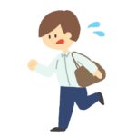 遅刻しそうで急いでいる人の無料イラスト