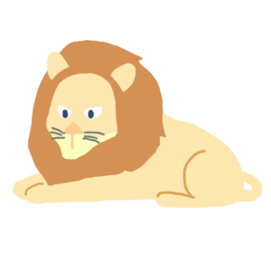 座っているライオンの無料イラスト