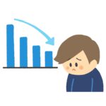 数字が下がって落ち込んでいる人の無料イラスト