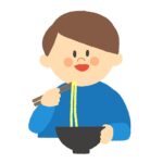 ラーメンを食べる男の人の無料イラスト