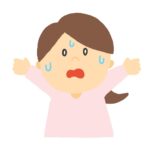 冷や汗をかくほど慌てている女性の無料イラスト