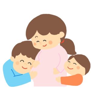 妊婦さんと家族の無料イラスト