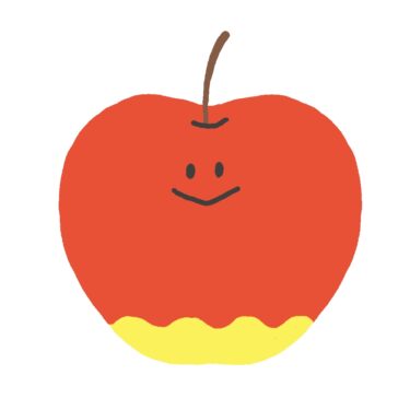 かわいいりんごのキャラクターのイラスト