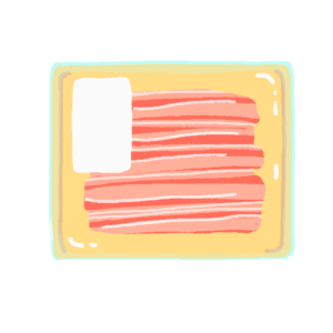 豚肉（豚バラ肉）のトレーの無料イラスト