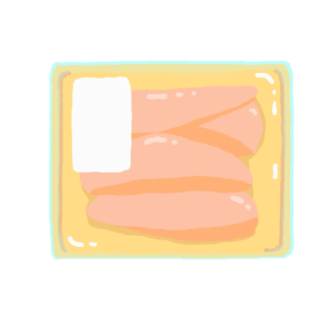 鶏肉（ささみ）のトレーの無料イラスト