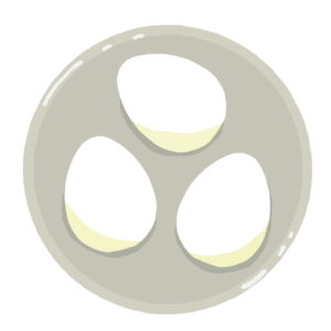 お皿に並んだ卵の無料イラスト