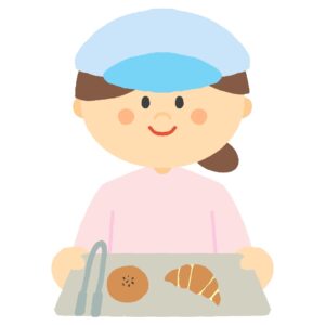 パン屋さんの女性の無料イラスト