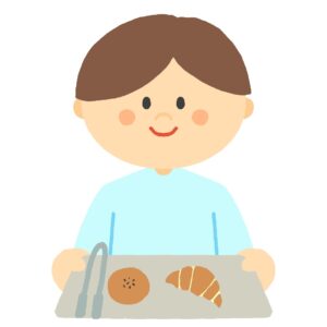 パンを買うお客さん（男性）の無料イラスト