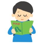 ハイキングの地図を見る男性の無料イラスト