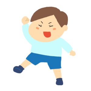 ワーイと喜んでいる男の子の無料イラスト