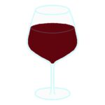 口の広いワイングラスに入った赤ワインの無料イラスト