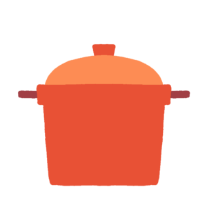 赤い両手鍋（蓋つき）の無料イラスト
