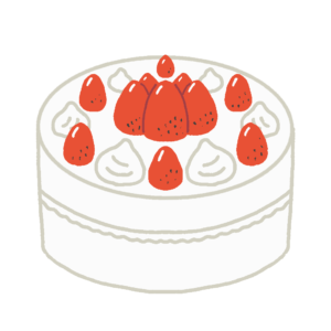 ホールケーキ（いちごのショートケーキ）の無料イラスト