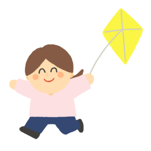 凧揚げをしている女の子の無料イラスト