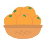 カゴに盛られたみかんの無料イラスト