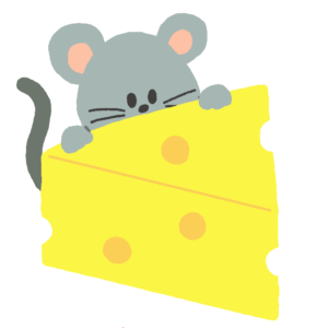 チーズに齧りつくネズミの無料イラスト