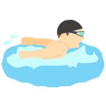 横から見た水泳のバタフライの無料イラスト（男性）