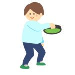 フリスビーを投げる男の子の無料イラスト