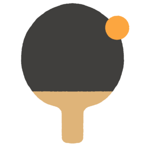 黒いシェイクラケットと卓球のボールの無料イラスト