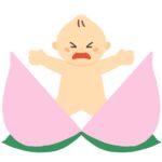 桃から生まれた桃太郎の無料イラスト