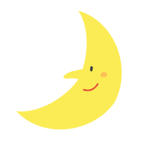 かわいい笑っている月のキャラクターの無料イラスト
