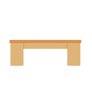 ローテーブルの無料イラスト（横）