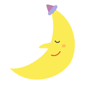 かわいい眠っている月のキャラクターの無料イラスト