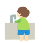 手を洗っている男の子の無料イラスト