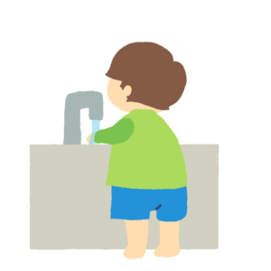 手を洗っている男の子の無料イラスト