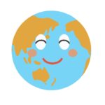 笑っている地球のキャラクターの無料イラスト