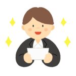 名刺を渡す新入社員の男性の無料イラスト