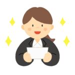 名刺を渡す新入社員の女性の無料イラスト