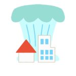津波のが町を襲っている無料イラスト
