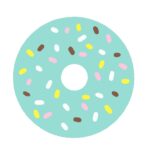 カラフルな水色のドーナツの無料イラスト