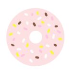 カラフルないちご味のドーナツの無料イラスト