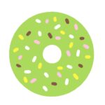カラフルな緑色のドーナツの無料イラスト