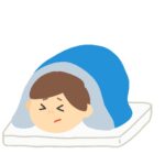 布団から出られない男性の無料イラスト