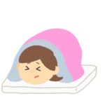 布団から出られない女性の無料イラスト