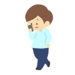 歩きスマホ（男性）の無料イラスト