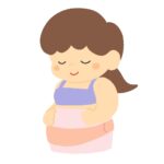 腹帯を巻いている妊婦さんの無料イラスト