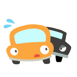 あおり運転をする車のキャラクターの無料イラスト