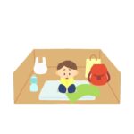 避難所で暮らす男性の無料イラスト