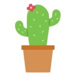 花が咲いているサボテンの無料イラスト
