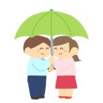 相合傘をしているカップルの無料イラスト